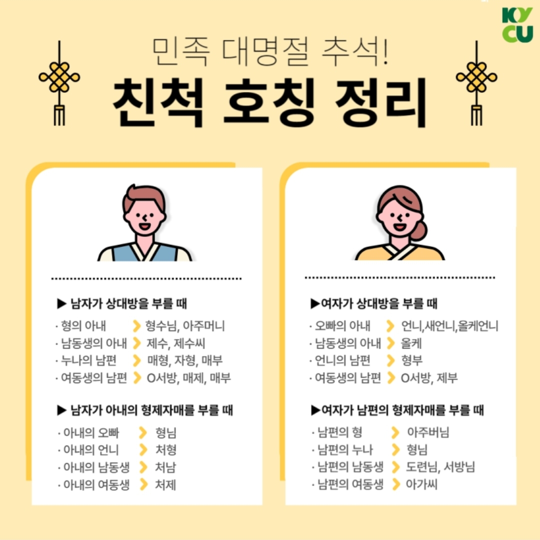 민족 대명절 추석! 친척 호칭 정리