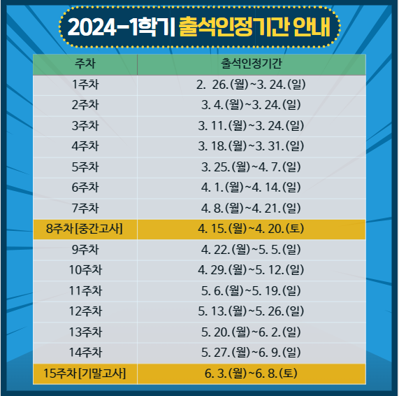 2024-1학기 출석인정 기간