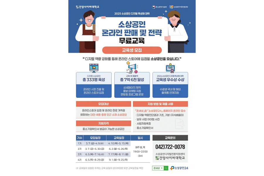 건양사이버대, 소상공인 온라인 시장 진출 돕는다