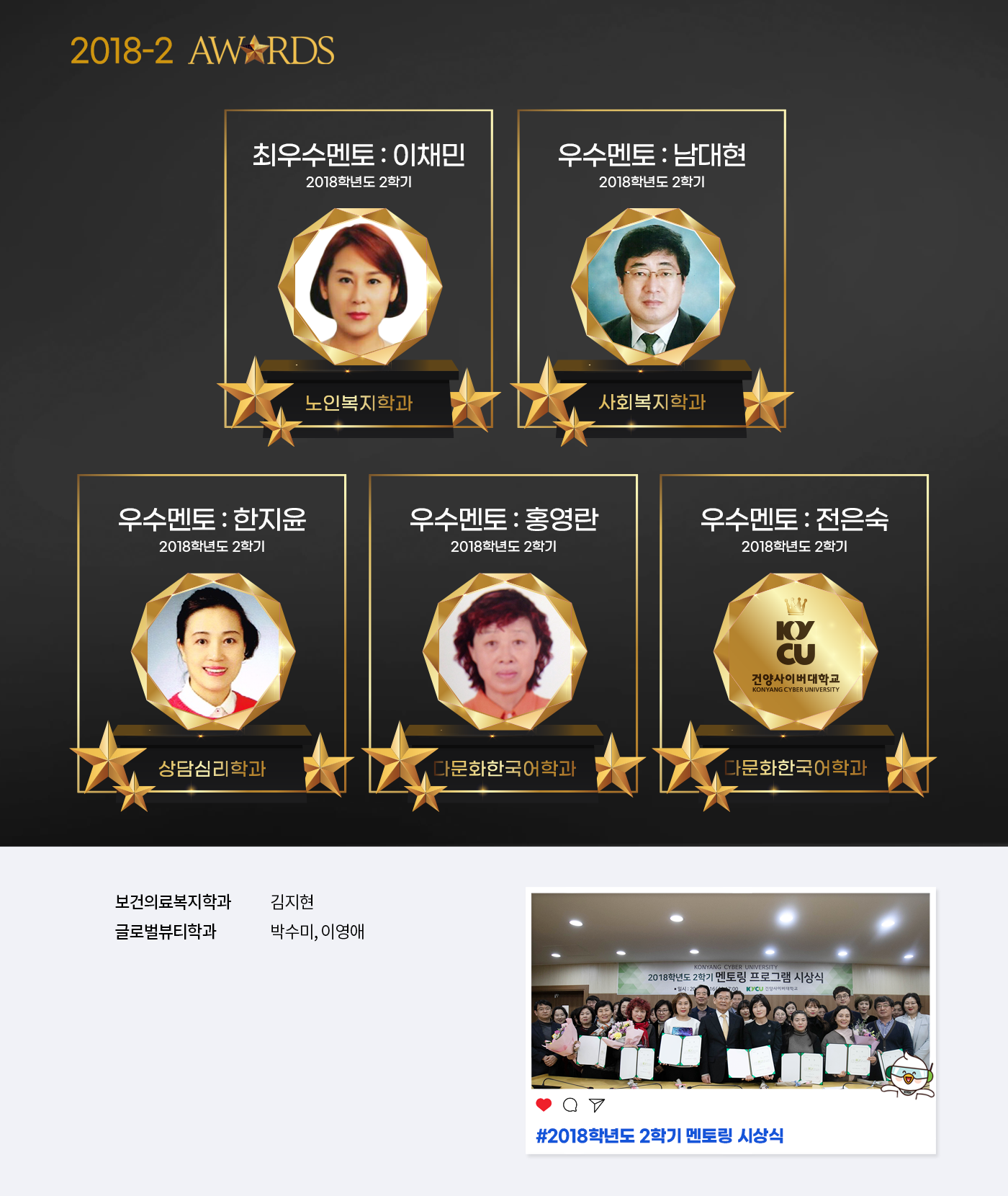 2018학년도 2학기 멘토의 전당 리스트 및 시상식 기념 사진